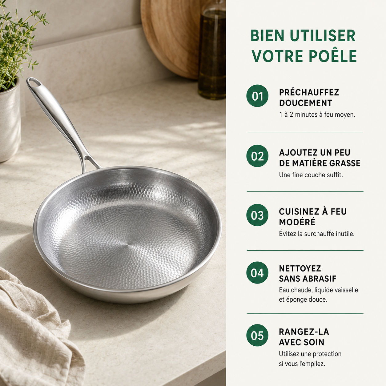Poêle Titan Pure — 100% Titane Pur, Sans PFAS